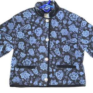 Vintage Tsunami Fleece‎ Jacket Floral Paisley Cottage Core Blue Y2K size M